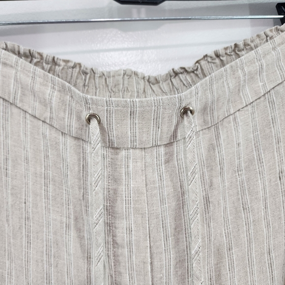 Chico's Women's Striped 100% Linen Drawstring Pull on Coastal Pants - Picture 2 of 9